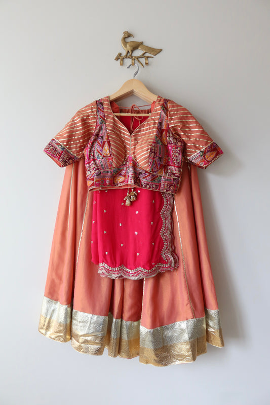 Peach Gota Patti Lehenga Choli Full set - Brand New, Size Medium/Large