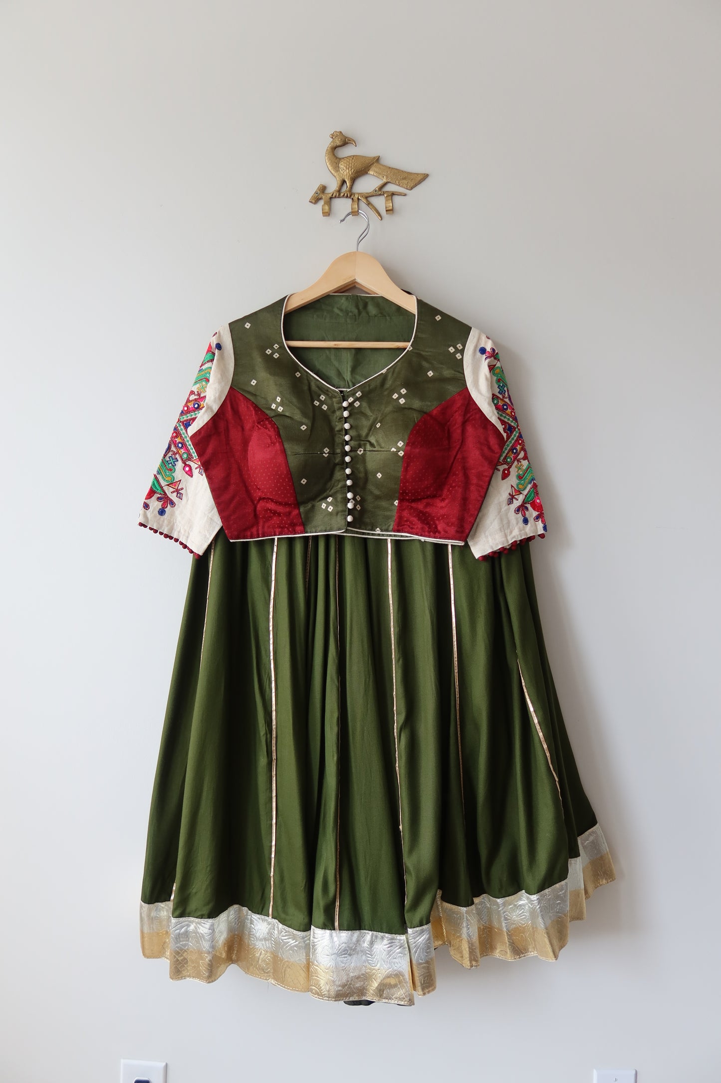 Green and Maroon Lehenga Choli Full set - New, Size L/XL