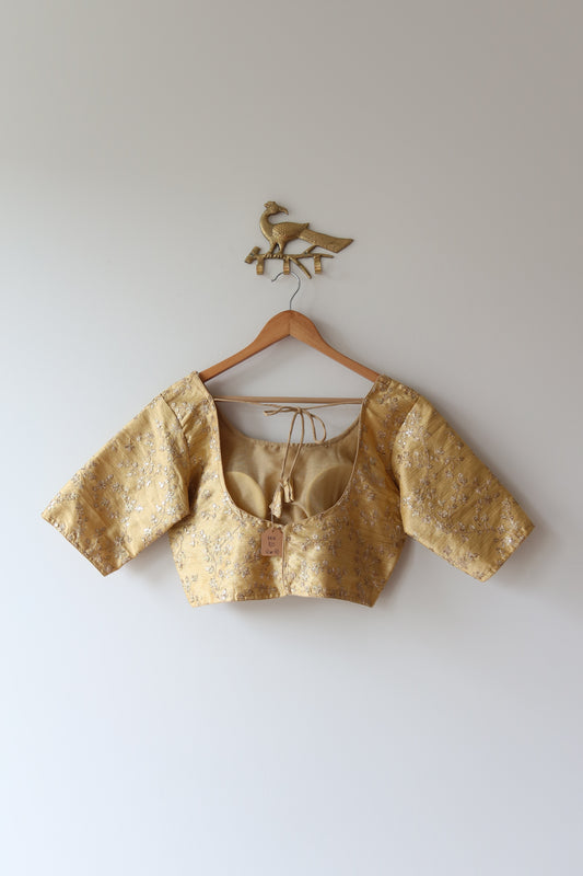 Gold Silk Blouse- 36, New