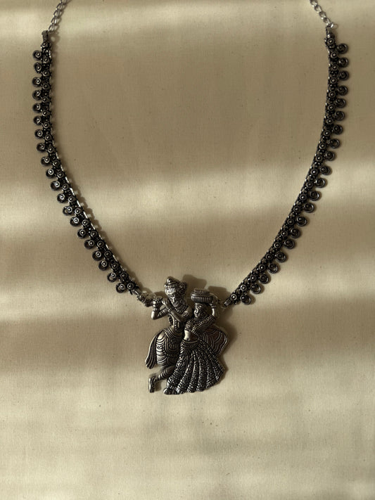 Radha Krishna Silver Necklace - New