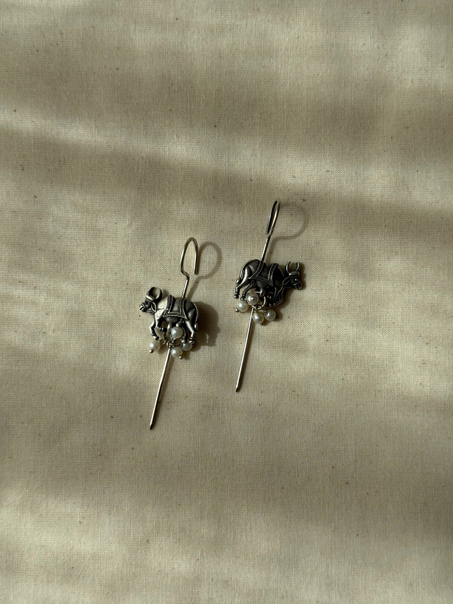 Silver Bull Earcuffs