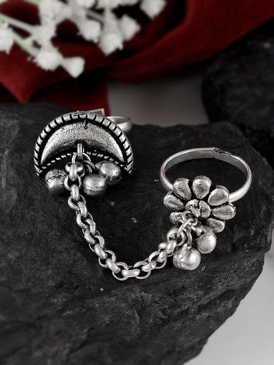 Chandraa Silver Dual Ring - Brand New