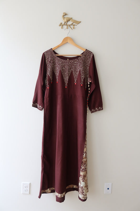 Brown Elegant Kurti Top - New, XL/42