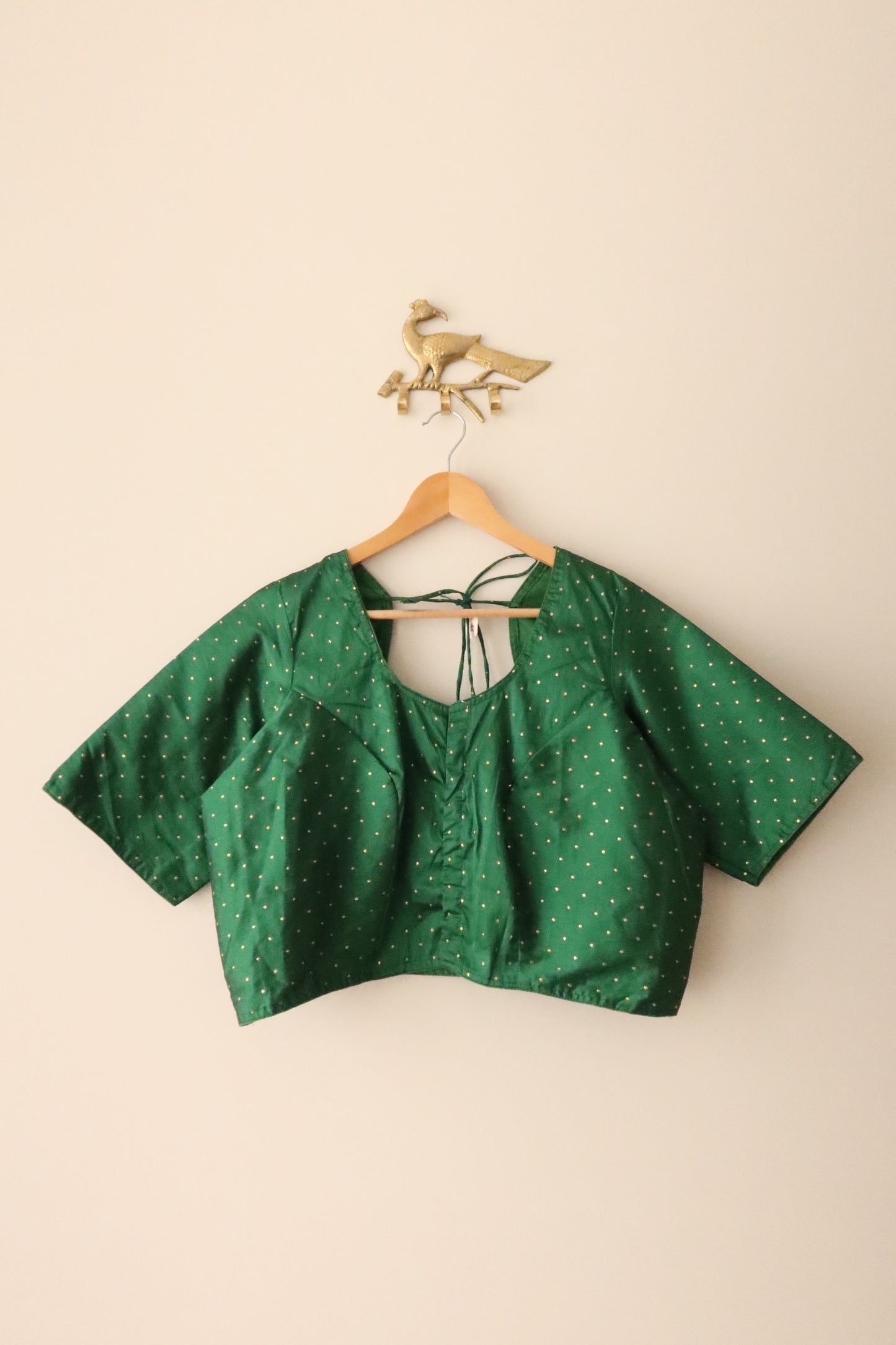 Green Silk Blouse with Gold Accents- New, 3XL/46
