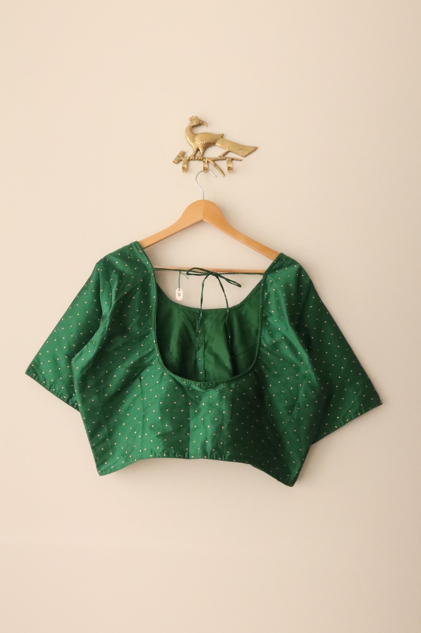 Green Silk Blouse with Gold Accents- New, 3XL/46