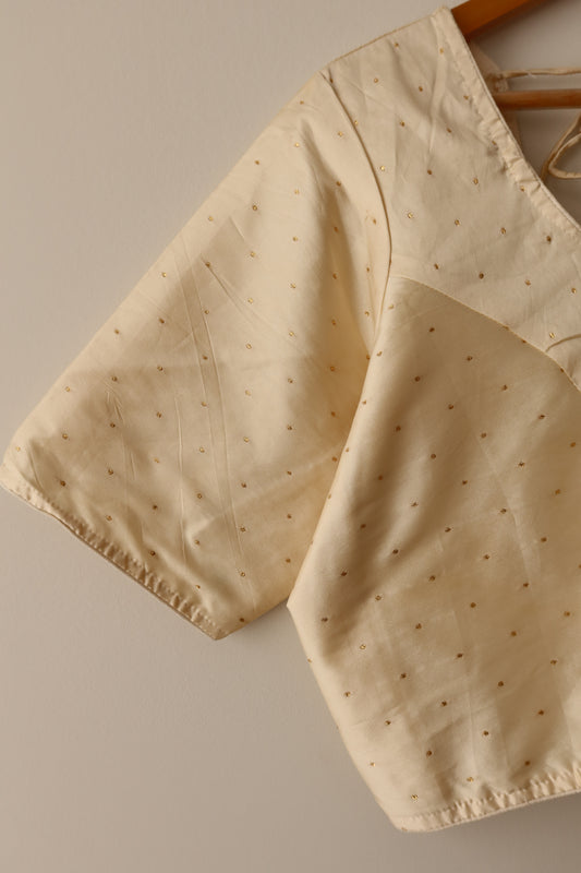 Off White Silk Blouse with Gold Accents- New, 4XL/48