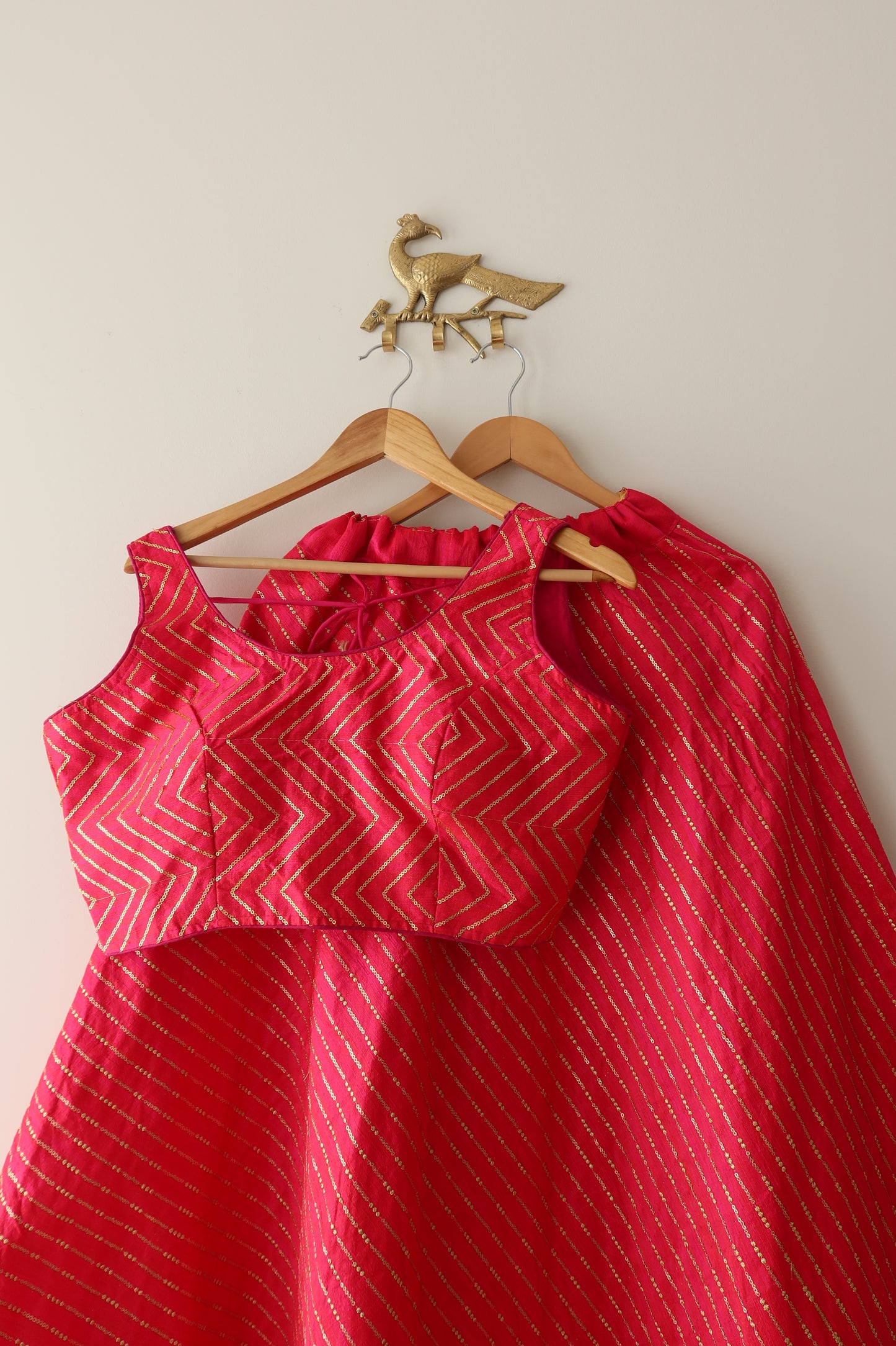 Hot Pink And Gold Lehenga Set - Size 40, Preloved