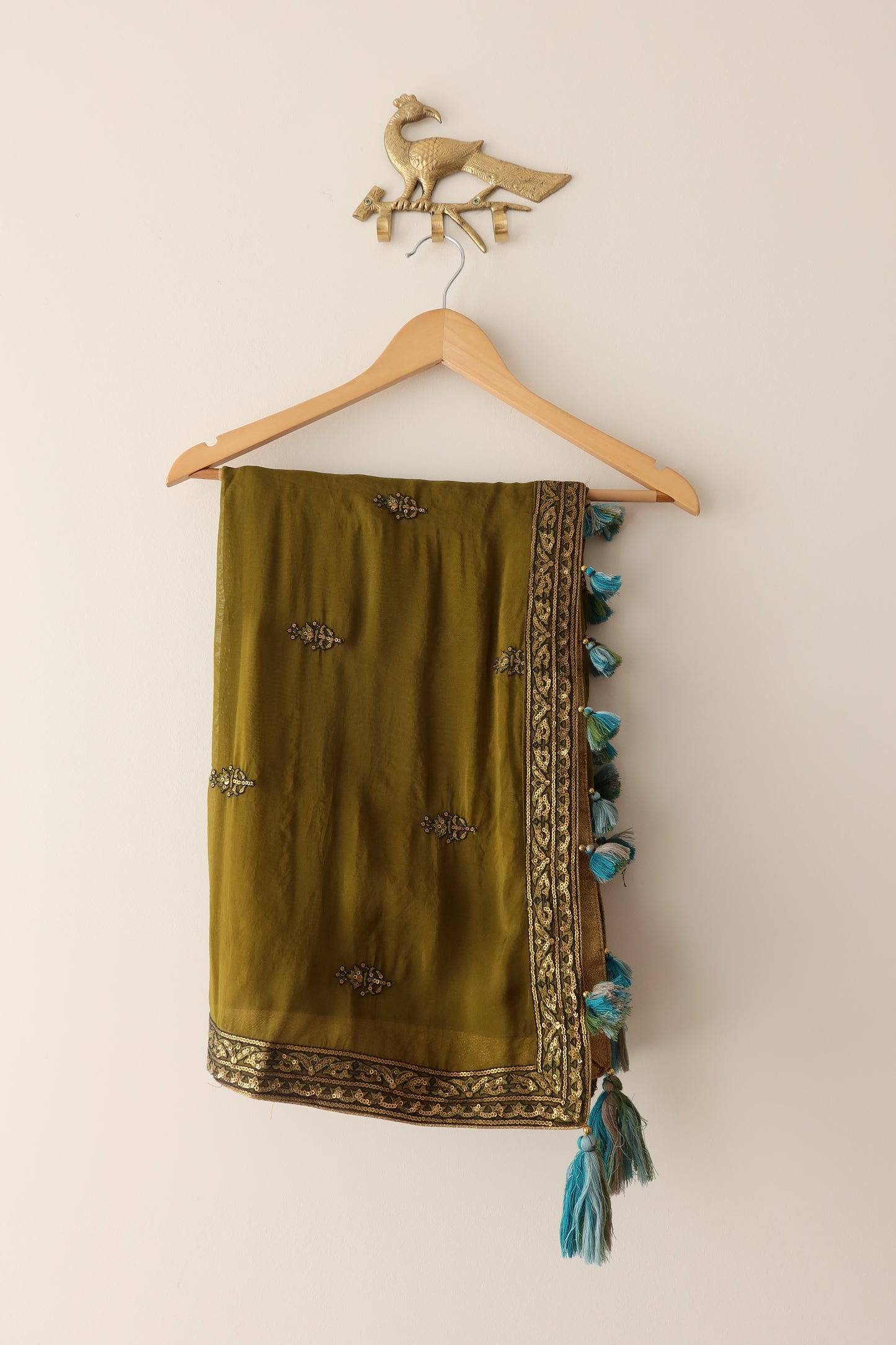 Blue And Green Silk Lehenga Set - Size 42, Preloved