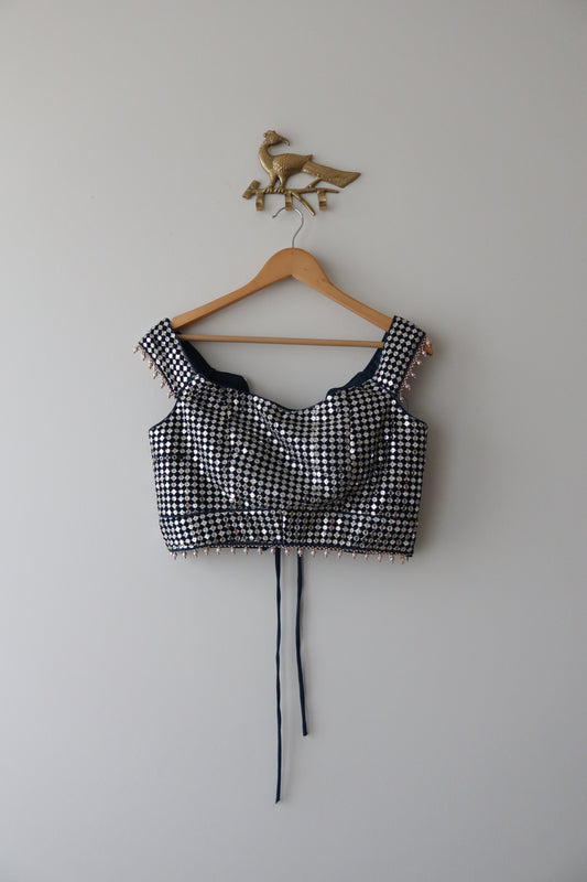 Blue Sequined Lehenga with Potli Bag- New 36/38