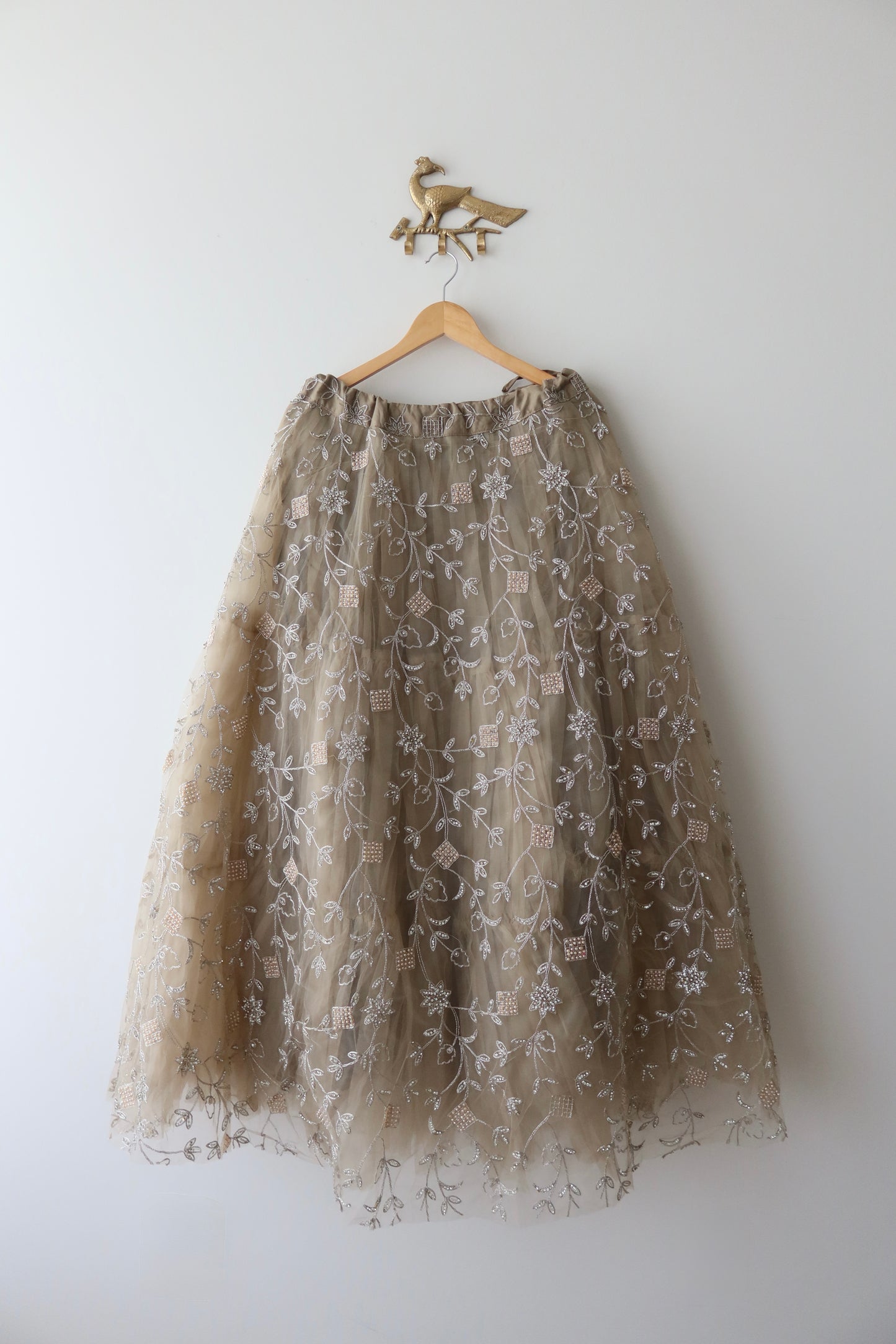 Mauve Pearl Embellished Net Lehenga Set - 40/42, New
