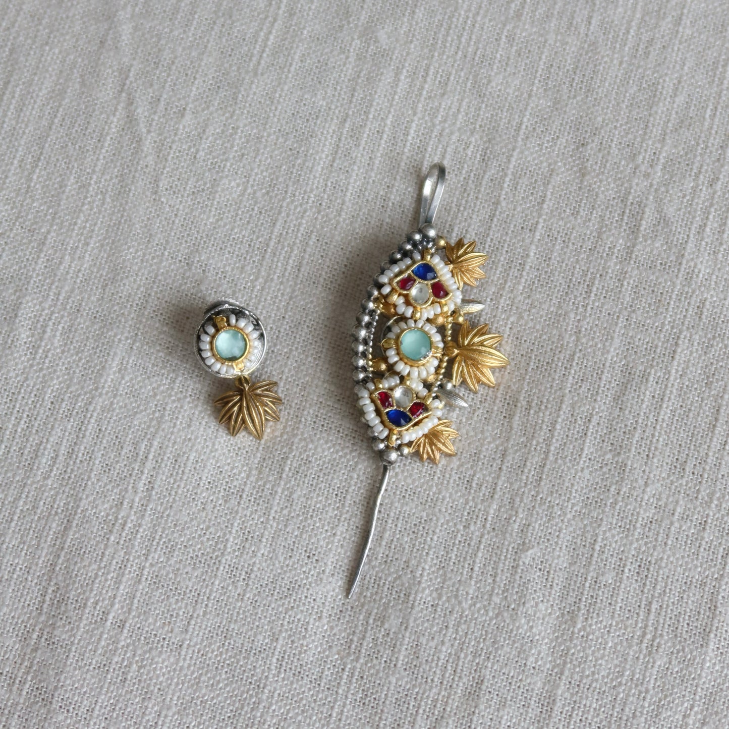 Oxidized Dual Tone Tara Ear Cuff and Earring - New