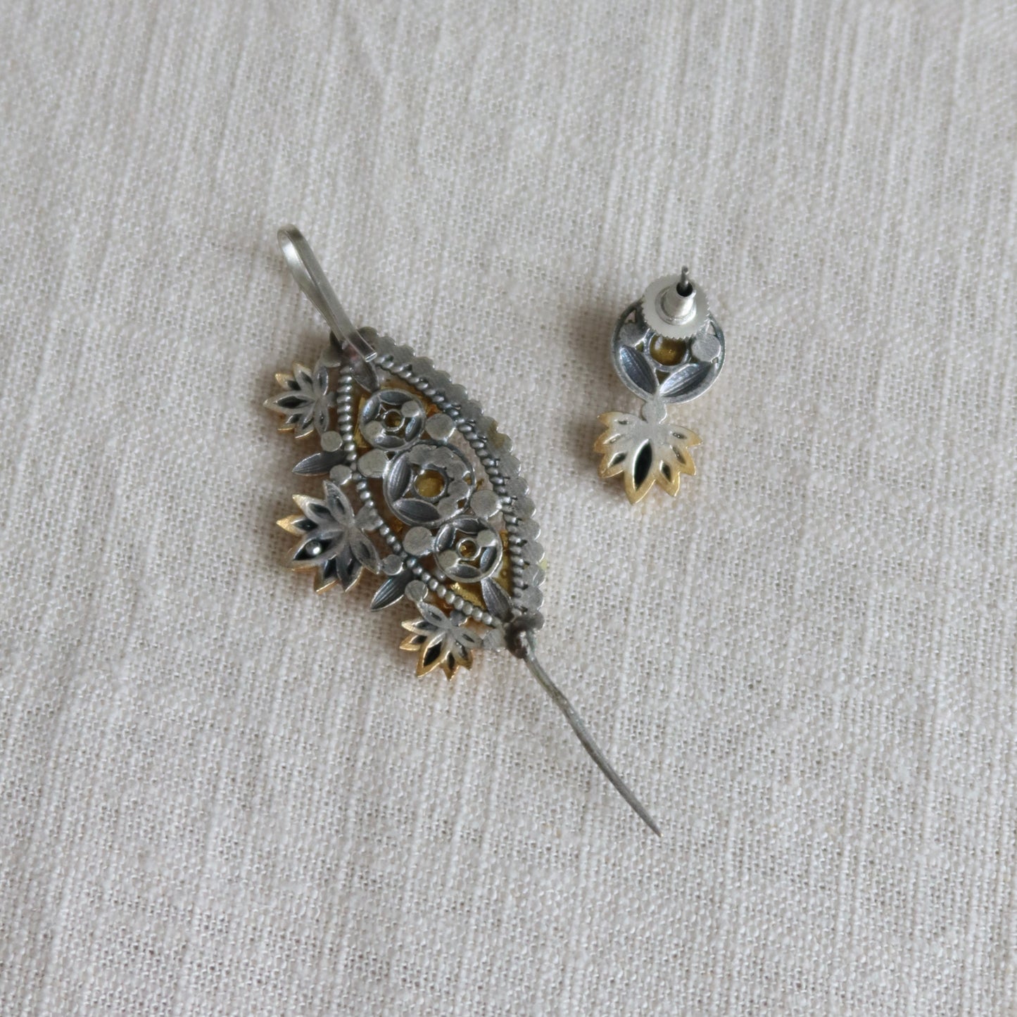 Oxidized Dual Tone Tara Ear Cuff and Earring - New