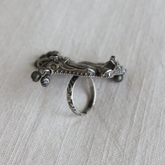 Silver Fusion Ring With Bird Design - One Size, Brand New