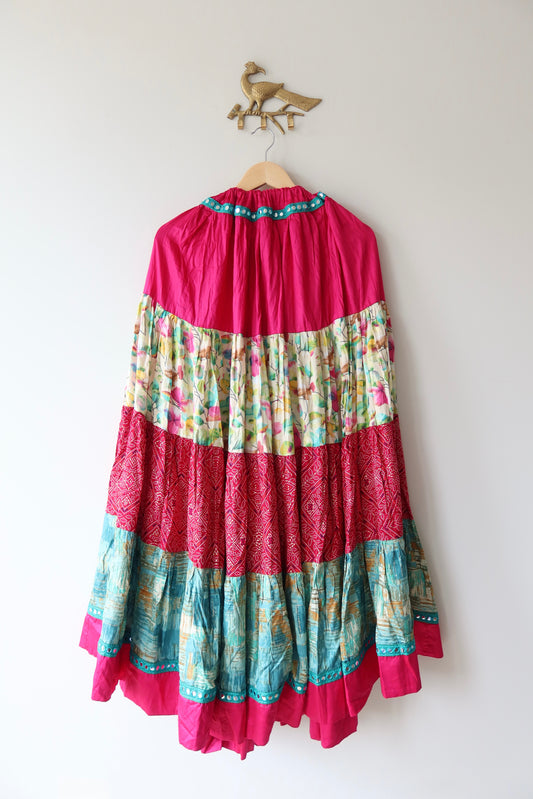 Pink and Blue Cotton Lehenga Choli Full set - New, Medium