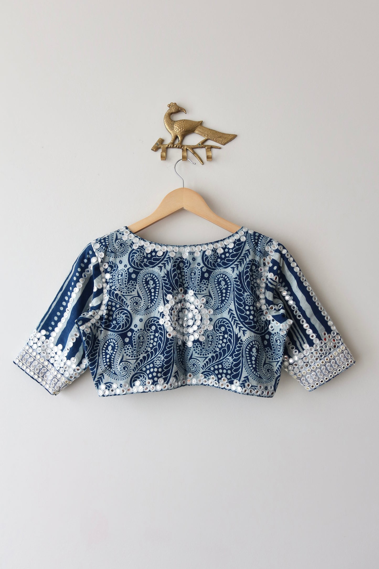 Blue and White Paisley Print Lehenga Choli - New, XL/XXL