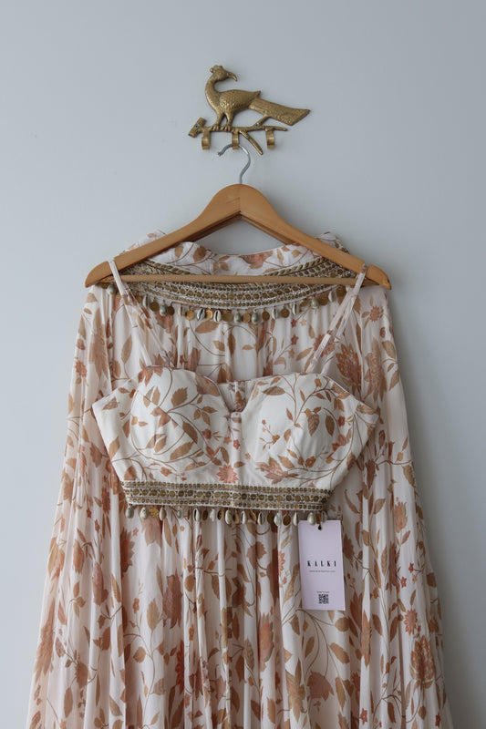 Ivory Chiffon Embroidered Lehenga Set