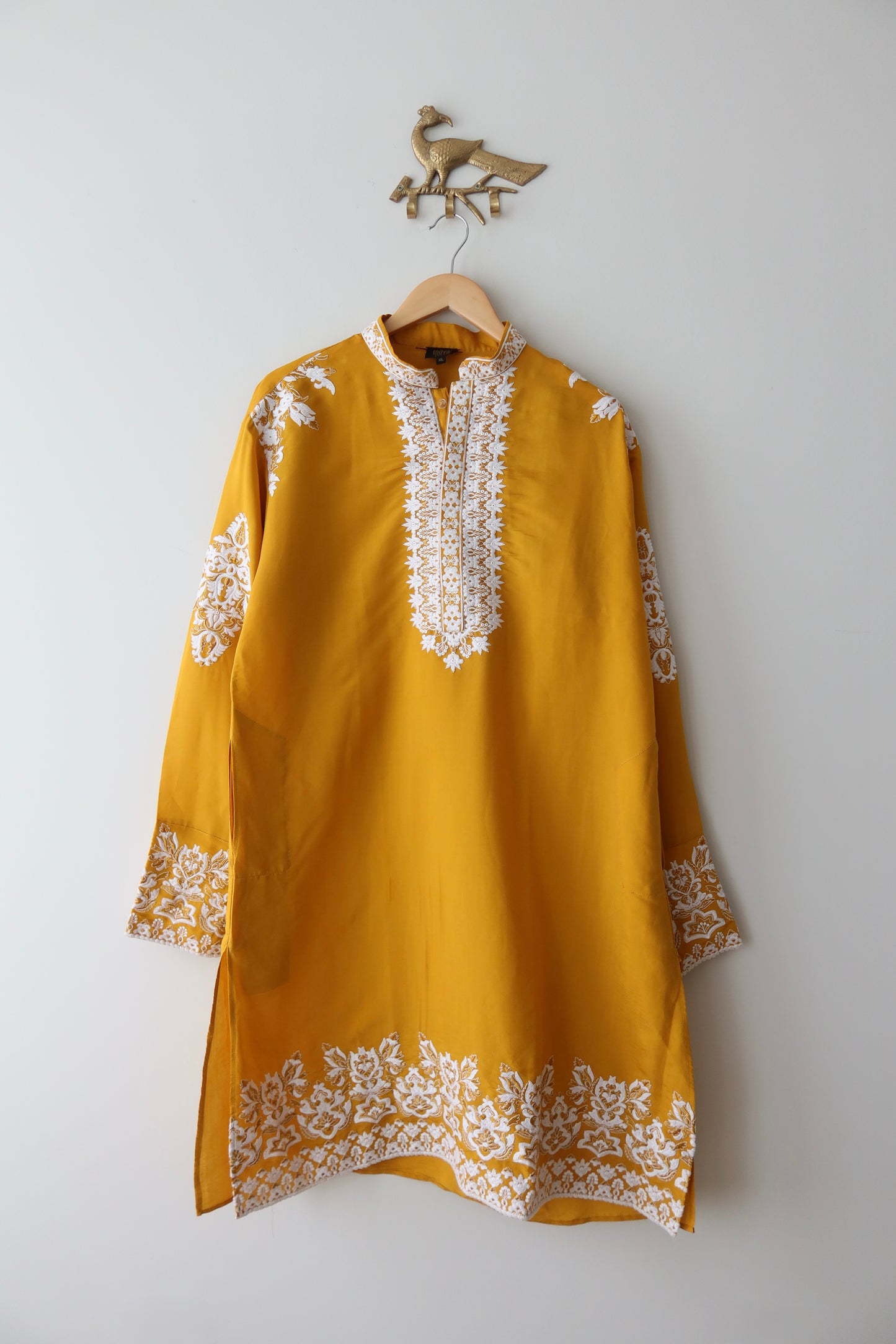 Yellow Kurta with Matching Scarf