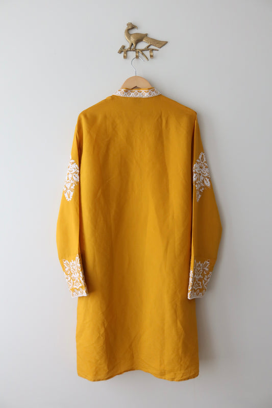 Yellow Kurta with Matching Scarf