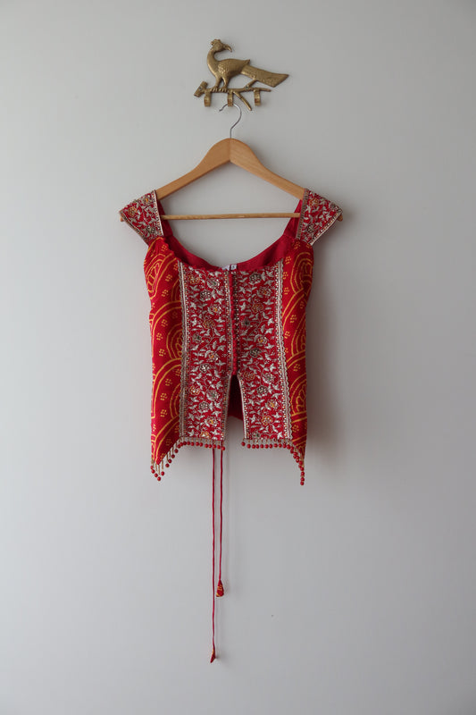 Bright Red Bandhani Dupatta Sharara Set