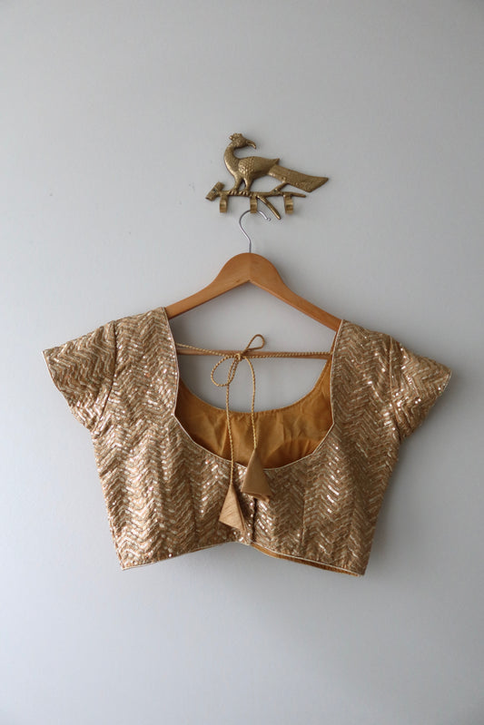 Gold Sequined Blouse - New, XXS/32