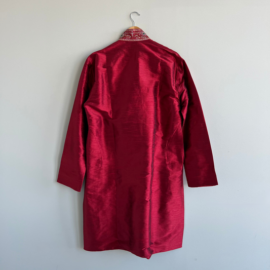 Red Silk Kurta for Men- Preloved, 42