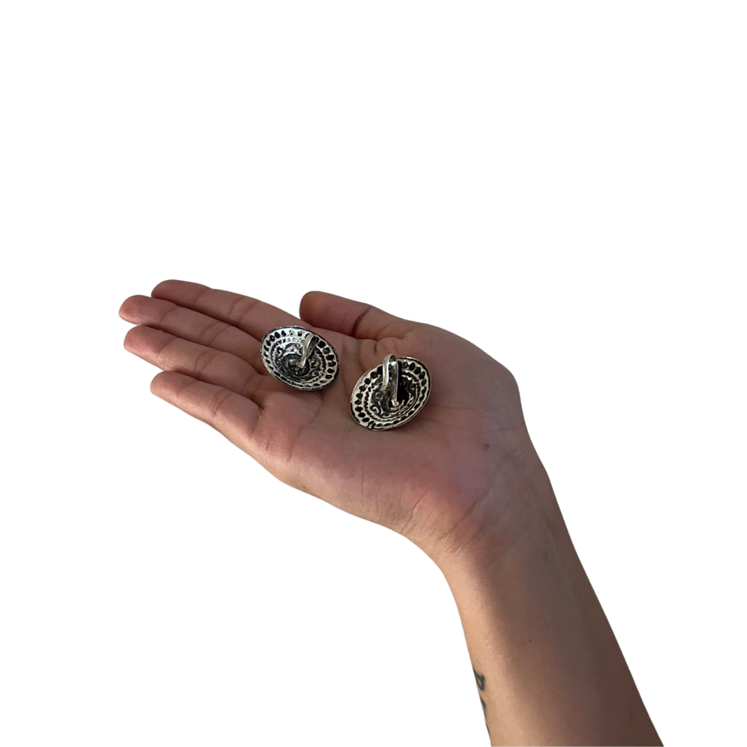 Clip-On Silver Ruby Earrings - New, One Size