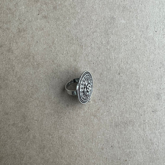 Intricately Designed Traditional Silver Oxidized Ring - New