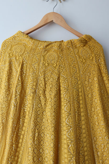 Yellow Beaded Lehenga Choli Set- Size 38, Preloved