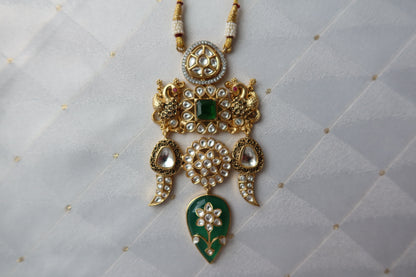 Kundan & Jade Pendant Necklace with Earrings Set