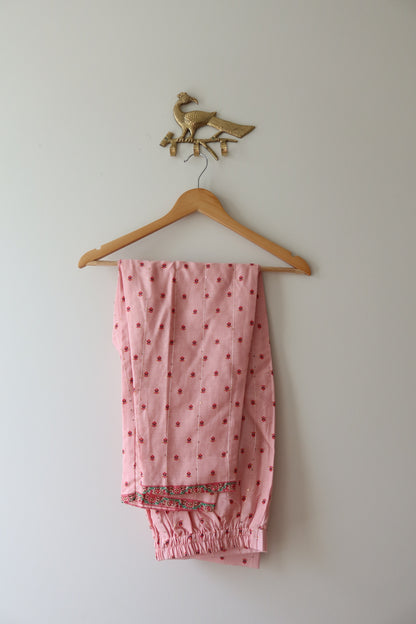 Buttery Soft Baby Pink 3-Piece Kurti Set- 40, New