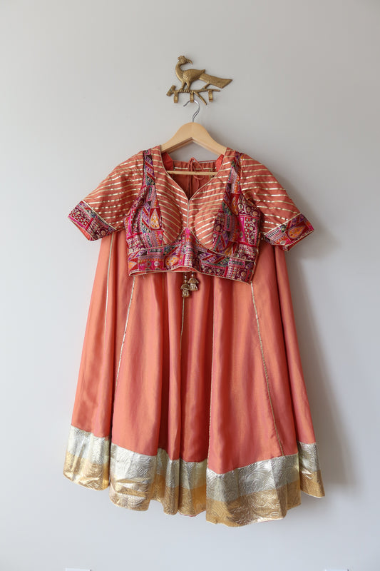 Peach Gota Patti Lehenga Choli Full set - Brand New, Size Medium/Large