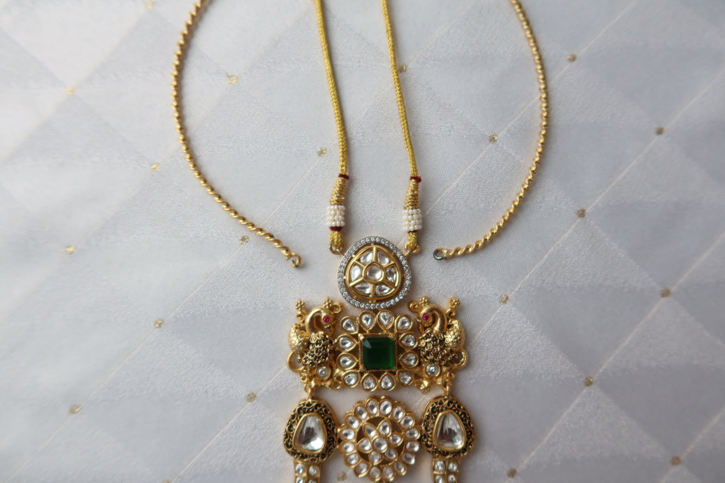 Kundan & Jade Pendant Necklace with Earrings Set