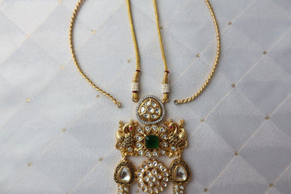 Kundan & Jade Pendant Necklace with Earrings Set