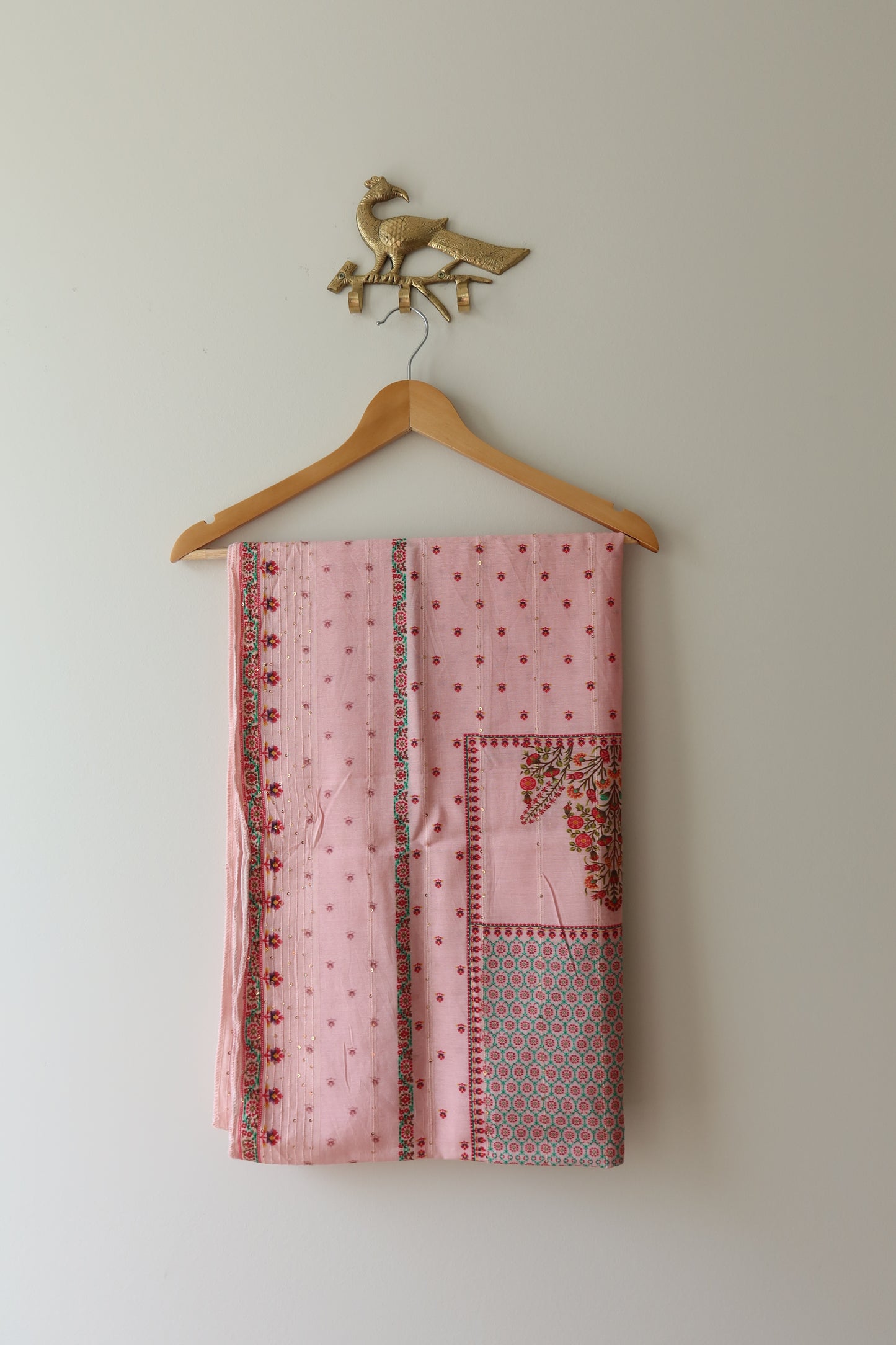 Buttery Soft Baby Pink 3-Piece Kurti Set- 40, New