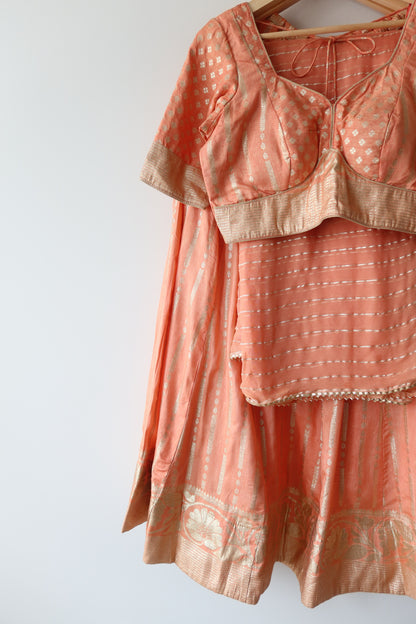 Rust Orange Gold Lehenga Choli Full set - Brand New, Size Medium/Large