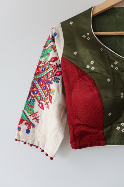 Green and Maroon Lehenga Choli Full set - New, Size L/XL