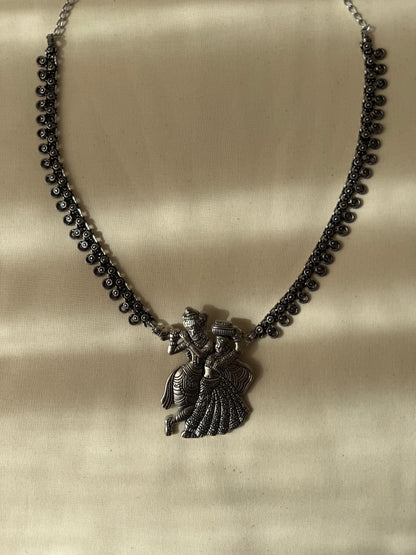 Radha Krishna Silver Necklace - New
