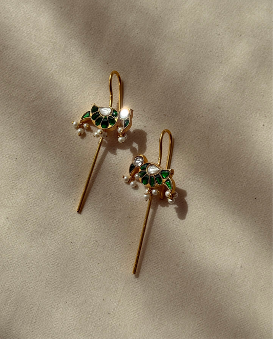 Gold & Green Parrot Earcuffs