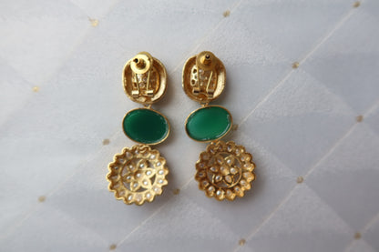 Kundan & Jade Pendant Necklace with Earrings Set