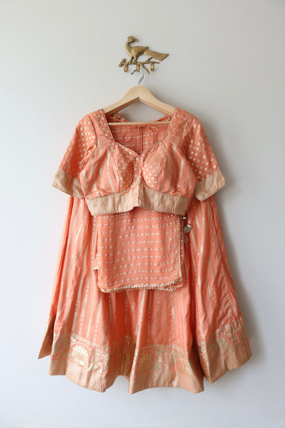 Rust Orange Gold Lehenga Choli Full set - Brand New, Size Medium/Large
