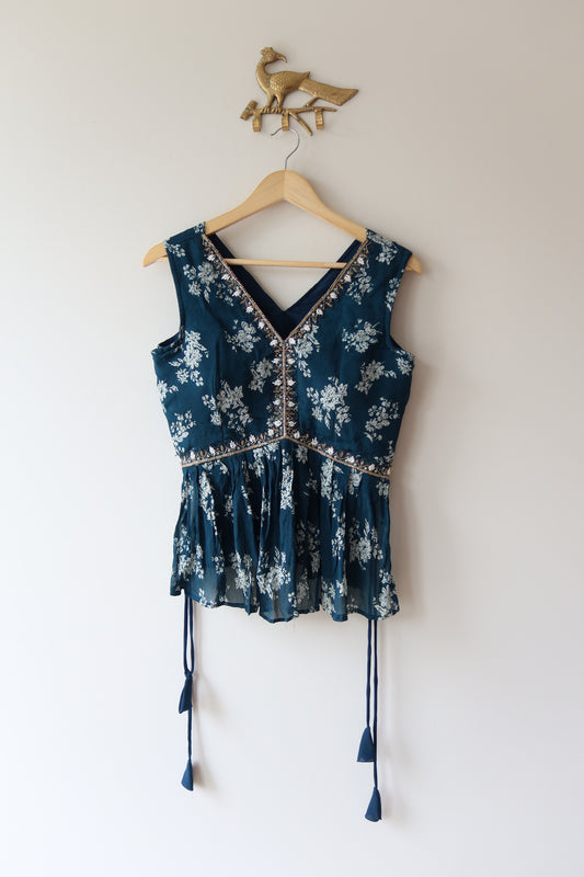 Navy Blue Sharara Set - Preloved, 36