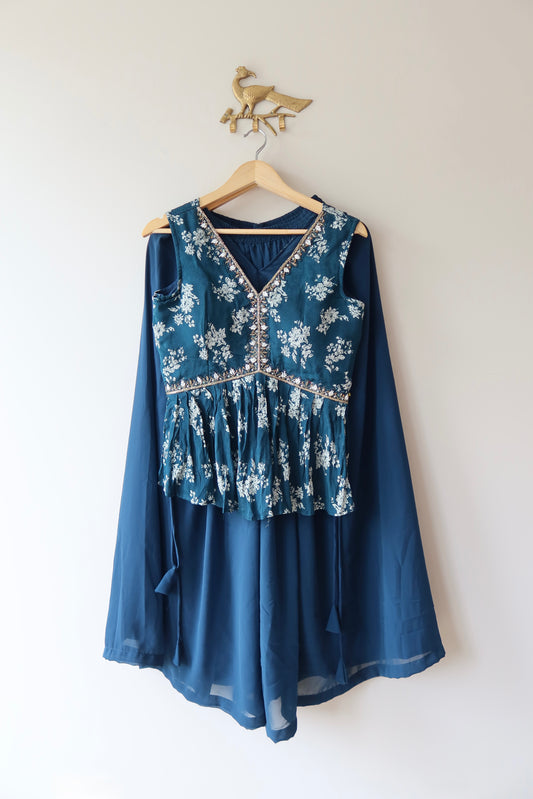 Navy Blue Sharara Set - Preloved, 36