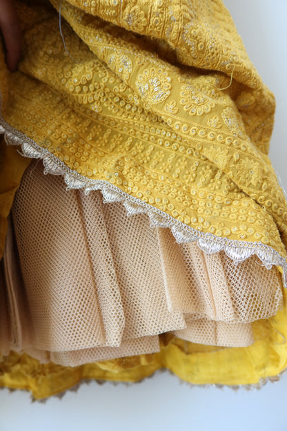 Yellow Beaded Lehenga Choli Set- Size 38, Preloved