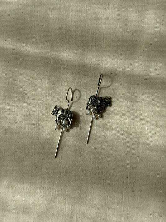 Silver Bull Earcuffs