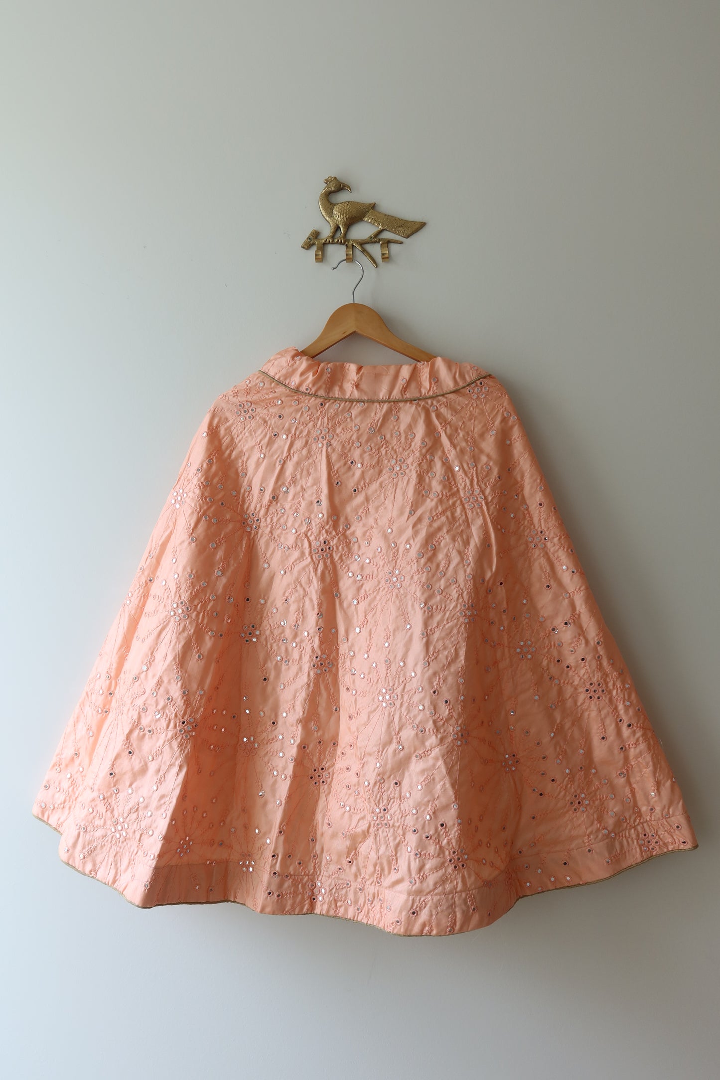 Peachy Pink Mirrorwork Kids Lehenga Choli- New, 32