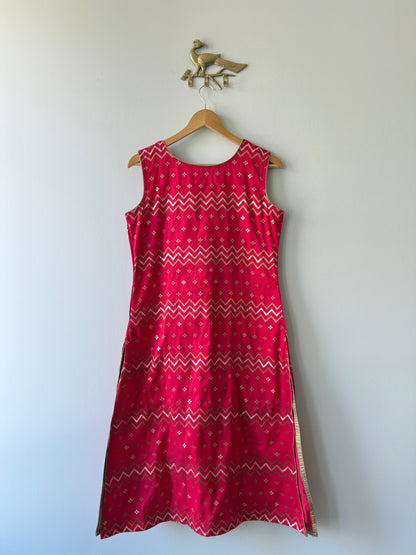 Red Silk Embroidered Salwar Kameez with matching Potli bag- New, 40