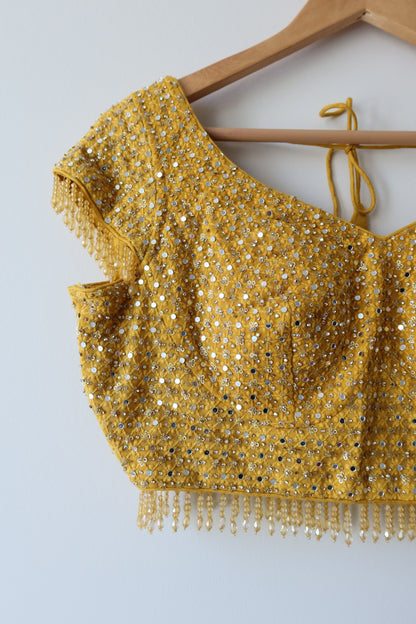 Yellow Beaded Lehenga Choli Set- Size 38, Preloved