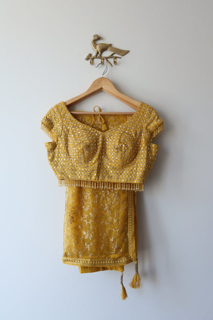 Yellow Beaded Lehenga Choli Set- Size 38, Preloved