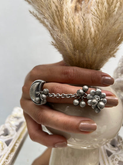 Chandraa Silver Dual Ring - Brand New