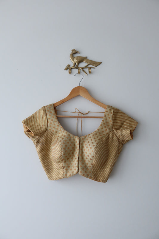 Classic Gold Brocade Blouse- 34, New